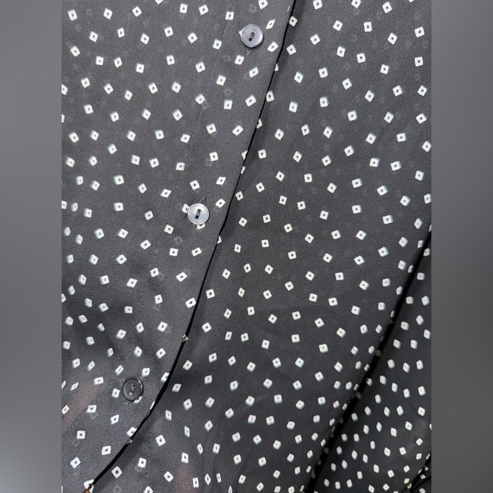 Abercrombie & Fitch Long-Sleeve B&W Button Up Sheer Blouse Size Large EUC - Picture 2 of 7